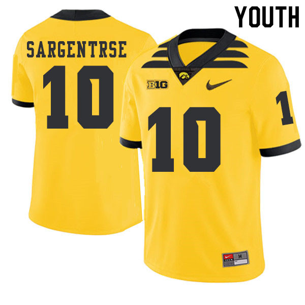 2019 Youth #10 Mekhi Sargentrse Iowa Hawkeyes College Football Alternate Jerseys Sale-Gold